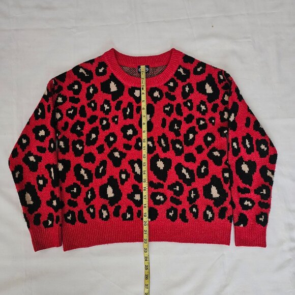 Scoop Women's Leopard Print Crewneck Long Sleeve Pullover Sweater Size Medium - Picture 13 of 13